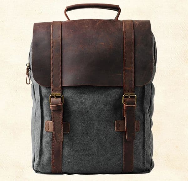 Fashion Male Backpack Leather military Canvas backpack Men women school bag bagpack rucksack mochila 260403BANJIA