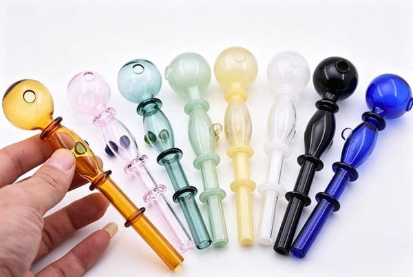 Colorful 5.5inch Glass Oil Burner Pipes Thick heady Smoking hand straw Pipes For Smoking Bubbler Handcraft Nail Burning Jumbo Accessories with balance Dot