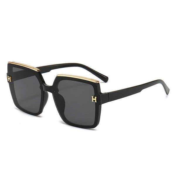 Designer sunglasses High-End Brand H Sunglasses for Women, Oversized Square Frame with Metal Accents & UV Protection Sophisticated Color Gradient GHMN