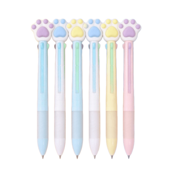 Baby Foot Cartoon Click Four-color Ballpoint Pen Colored HandPen Marker Student Cute Stationery