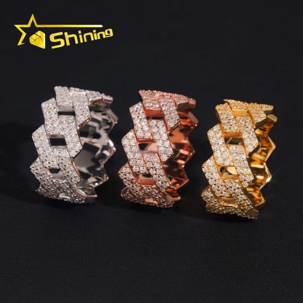 Fire Shining Jewelry Drop Shipping Iced Out Man Jewelry Engagement Ring 925 Silver Jewelry Moissanite Diamond Eternity Band Ring