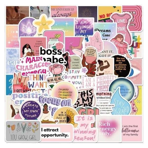 50 Cross-border Girl Power Female Power Inspirational Stickers Notebook Water Cup Skateboard Decoration Stickers Waterproof