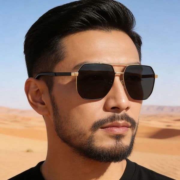 2026 New Fashion Square Large Frame Retro Double Beam Outdoor Driving Sun Protection Sunglasses for Men,