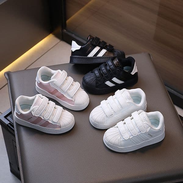 Kids Velcro Strap Sneakers Easy Wear Non Slip Soft Sole Comfort Running Shoes Free shipping