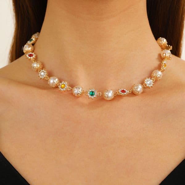 Pearl Bohemian Chain Layered Necklace for Women Birthday Free Shipping Beach Festival Office Elegant Perfect Gift
