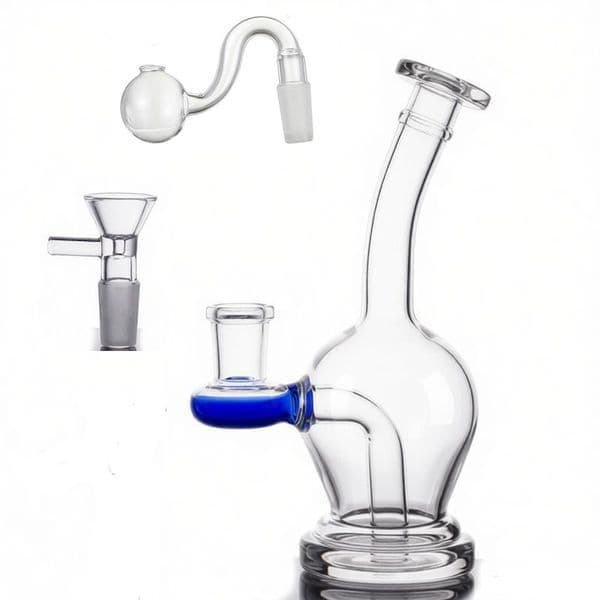 Wholesale Colorful 14mm female Water Bongs Pipes bubbler Hookahs Travel mini Glass Water tobacco Bong With glass oil banger or tobacco dry herb bowl for smoking