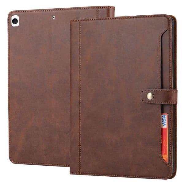Suitable for 10.2, vintage calfskin texture, external card pen slot, tablet case, iPad 9 2021 flip cover protective case