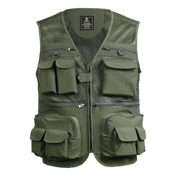 Fishing Vest Breathable Fishing Travel Mesh Vest with Zipper Pockets Summer Work Vest for Outdoor Activities 260407BJ