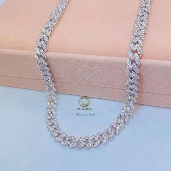 Hot Sell Drop Shipping Iced Out Vvs Diamond Hip Hop 8mm Moissanite Cuban Chain