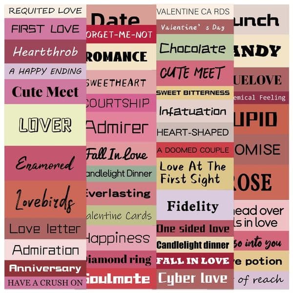 50 Valentine's Day Infinity Graffiti Stickers Decoration DIY Handbook Stationery Luggage Notes Waterproof Stickers