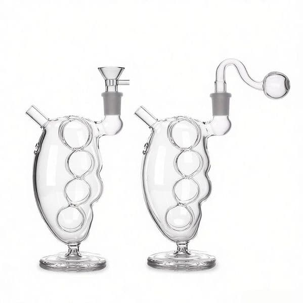 Creative Travel Clear Thick Heady Glass oil burner bong Hookah Pipes Desktop Stand Finger Bubbler Smoking water Tobacco bong 14mm Male Filter Bowl Waterpipe