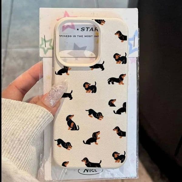 Creative Minimalist Dachshund Phone Case For iPhone 17 16 15 14 13 12 11 Pro Max XR XS MAX 78PLUS INS Fashion Dermatoglyph Cover