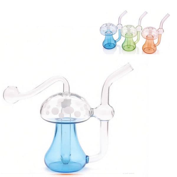 Newest Thick heady Mushroom Glass Oil Burner Bubbler Pipe Mini Glow In The Dark Percolator Water Pipes Hookah Bubblers with smoking oil banger bowl