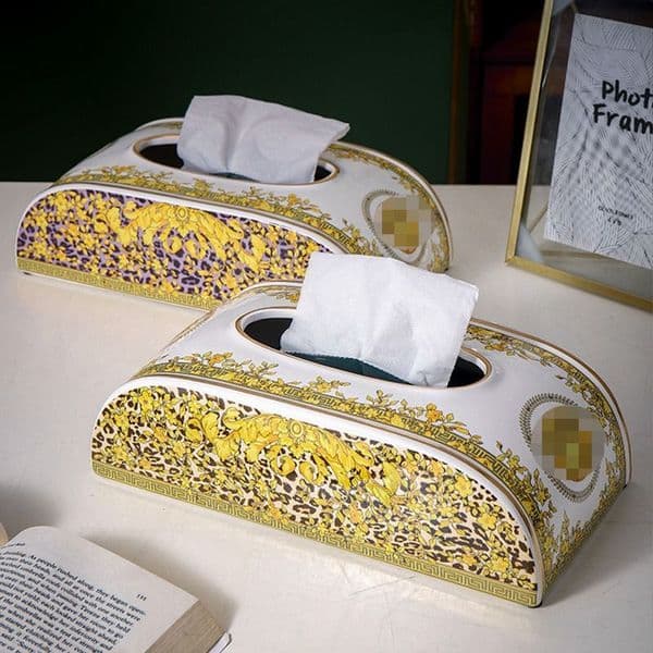 Creative ceramic tissue box, living room desktop coffee table tissue box, modern 3rd generation bathroom, bedroom household tissue box logo