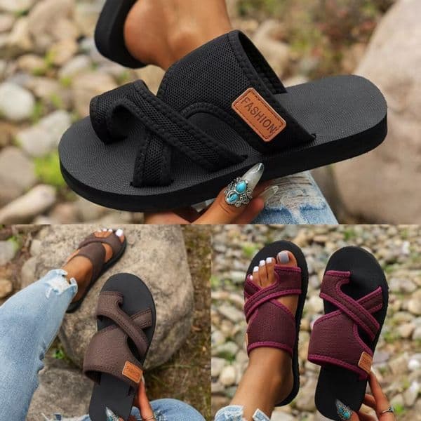Free Shipping Mens FASHION Logo Mesh Panel Slides Comfortable Breathable Toe Post Outdoor Beach Slippers