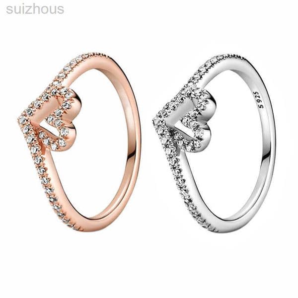 Silver Sterling Authentic 925 Heart bone Ring Diamond Crystal Luxurious RING set Women Girls Wedding Gift Jewelry Stacking rings with Retail Box wholesale