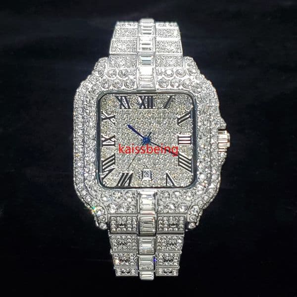 138 Luxury Diamond Watch for Men Hip Hop Style Bling Bling Iced Out Wristwatch Fashion Square Stainless Steel Waterproof Clock 2026