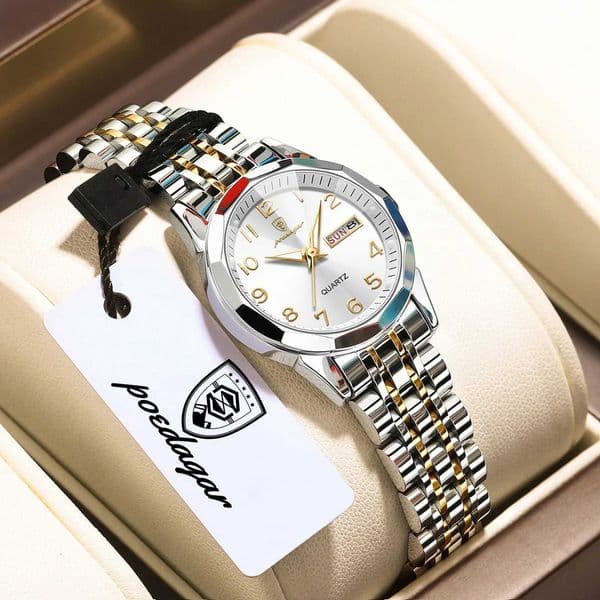 POEDAGAR Fashion Ladies Watch Waterproof Luminous Date Week Watches For Woman High Quality Quartz Stainless Steel Womens Watch H260408