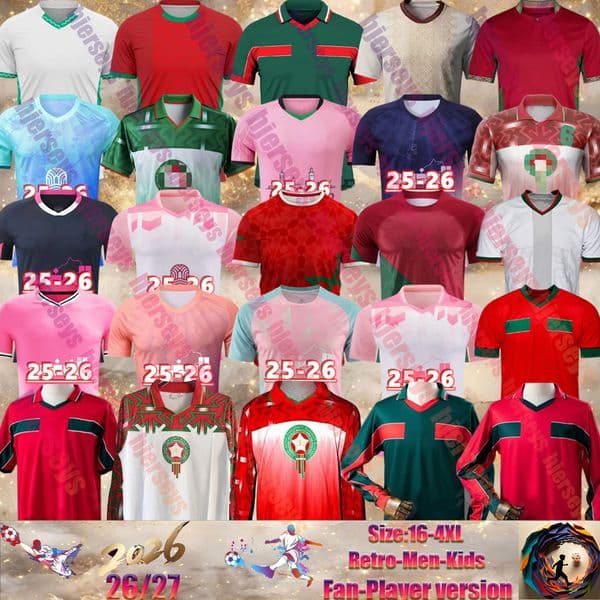 26 27 Morocco World Cup 2 stars Soccer Jersey 94 98 BELHANDA HAKIMI BRAHIM OUNAHI SAISS ZIYECH Y.EN-NESYRI BENATIA EL AYNAOUI SAISS Boufal Munir Amrabat Football Shirts