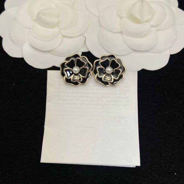 Fashion Camellia Pearl Stud Earrings Women Luxury Designer Double Letters Crystal Studs Rhinestone Eardrops Embossed Stamp