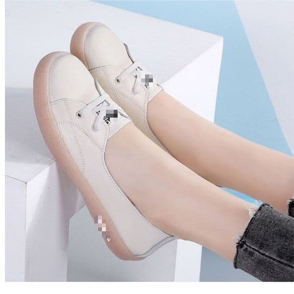 Ddmysports Women S Shallow Leather White Shoes Spring New Fashion Versatile Flat Casual Korean Style Single Outdoor