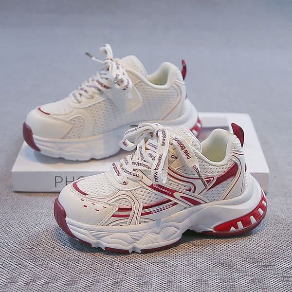 Little Kids Breathable Mesh Chunky Sneakers Fashion Casual Boys Girls Lightweight Anti-Slip Soft Sole Platform Dad Shoes for School Running Sports Outdoor