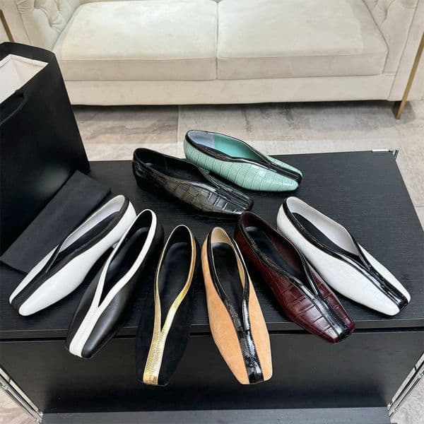 new Fashion real Leather Plain Square Toes loafers flat heel Dress shoes slip on shoes Luxury designer shoes womens Leisure driving Vacation shoes Burgundy white
