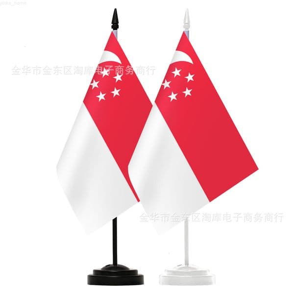 Office Desk Flag Of Singapore Banner 14x21cm Polyester Singapore National Flag For Tabletop Decoration Flags