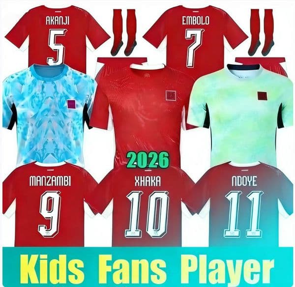 2026 World Cup Switzerland National Team SHAQIRI Soccer Jerseys 26 27 ELVEDI AKANJI ZAKARIA SOW RIEDER EMBOLO home away Football shirts
