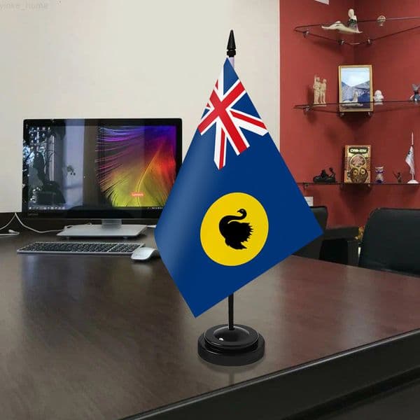 Western Australia Flag Tabletop Desktop Decoration Flag Black Plastic Single Pole