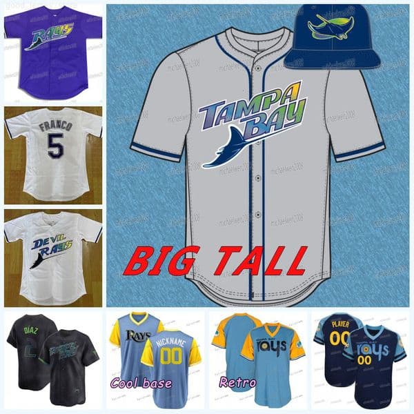 BIG TALL TampasBay Rays 2026 Devil Rays-Style Jersey Yandy Diaz Shane McClanahan Jake Fraley Cedric Mullins Wade Boggs Jonathan Aranda Williams Lux Cleavinger
