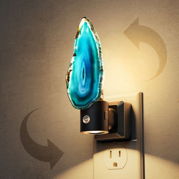 350° Rotatable Agate Night Light, GY265 Plug-in Dimmable Motion Sensor Lamp with Healing Stone