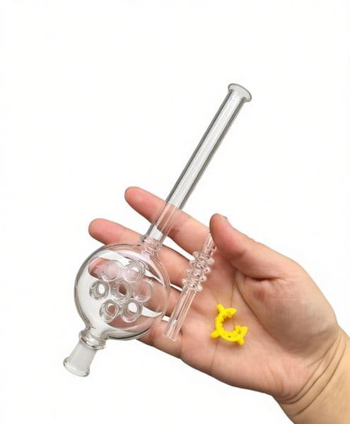 Wholesale Newest Design 7hole Mini Glass Collector Kit with 10mm male Quartz Tip mini glass Oil burner Concentrate Pipes for Smoking water bong Pipe