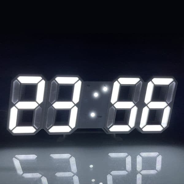 3D LED Digital Clock Luminous Wall Clocks Multifunctional Electronic Alarm Clock for Home Living Room Office Bedroom Table Desk Glow Night Clocks Display