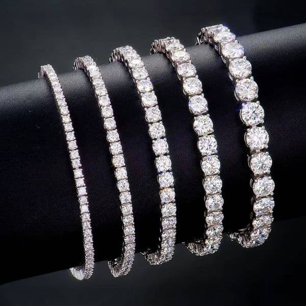Fashion 2mm-6mm VVS Moissanite Diamond Tennis Bracelet Luxury Womens Men Gold 925 Sterling Silver Lab Grown Mossanite Jewelry