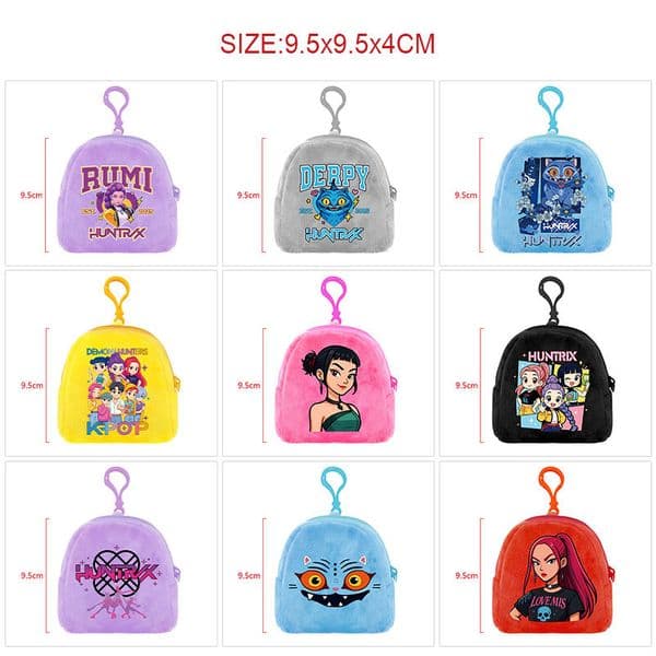 Demon Hunter Girl Anime Plush Coin Purse Cute Keychain Coin Bag Card Bag Backpack Pendant
