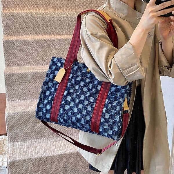 Large Capacity Denim for Women 2024 New Fashion Simple Shoulder Crossbody Casual Commuter Tote Bag