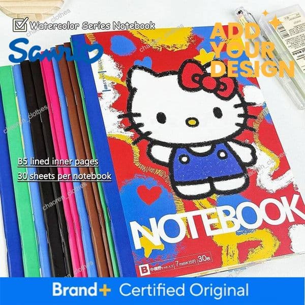 Watercolor Sanrio Notebook Children's Birthday Gift Cartoon Anime Learning Book Drawing Booklet B5 Horizontal Notebook