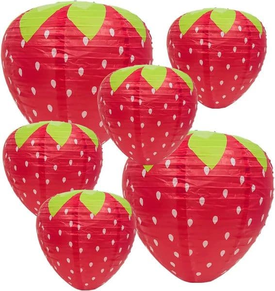 3Pcsx20cm Strawberry Lanterns Ornament Very Refreshing And Cute For Fruit Theme Birthday Party Baby Shower Paper Wedding G