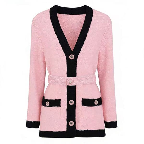 100016 2026 Spring Brand SAme Style Sweater Long Sleeve Striped V Neck Womens Clothes High Quality Womens mas