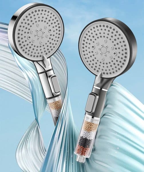 5-Mode High Pressure Filtered Handheld Shower Head, 5-Stage Filtration Chlorine Remover for Soft Skin Shiny Hair