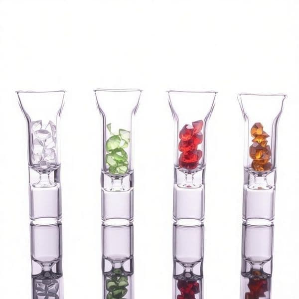 Colorful Mini Cigarette Filter Pipe Glass Cigarette Tips Flat Mouth with Colored Small Diamonds Smoking Accessories for Glass Bong Rolling paper