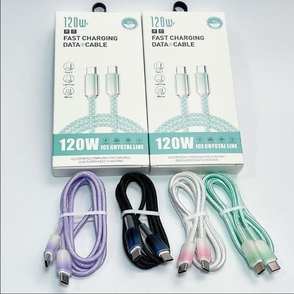 120W Type C to Type C Cable PD Fast Charging USB C to C Data Cord for Oneplus POCO OPPO Samsung