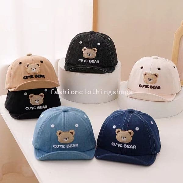 Baby Summer Baseball Cap Cute Cartoon Bear Infant Boys Girls Sun Hat Soft Eaves Toddler Casual Sunshade Peaked Caps