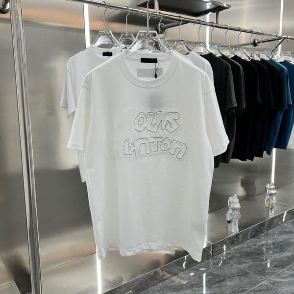 new modelBrand Tees T Shirts Top Quality Pure Cotton Short Sleeve Shirt Simple Letter Printed Summer Casual Men Clothing
