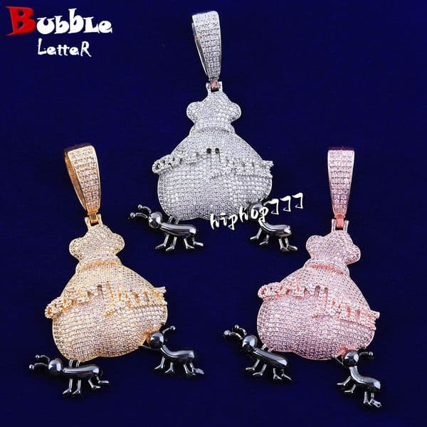 Hip Hop Ant Money Bag Necklace Pendant Men and Women Real 925 silver moissanite moissaniteia Hip Hop Jewelry