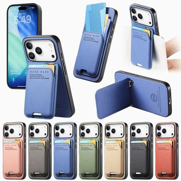 Business Carbon Fibre Vertical Cards Solt Wallet Phone Case For iPhone 17 Air Pro Max 16 15 14 13 12 11 Samsung S26 Ultra S25 Edge S24 FE S23 S22 S21 Kickstand Phone Cover