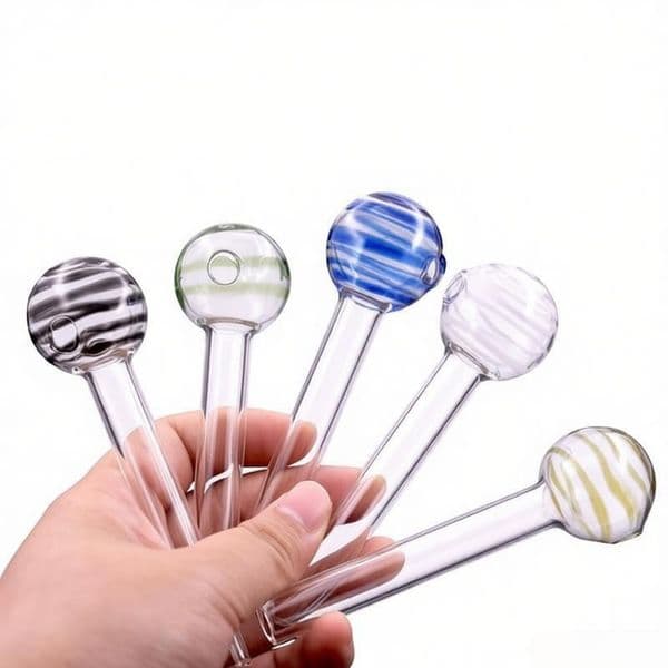 Wholesale Newest lollipop Design 4inch Glass Oil Burner Smoking Pipe Durable Thick heady Colorful Clear Glass hand Tube pipes for smoking