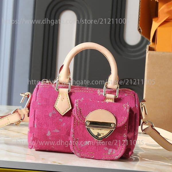 Free Shipping Luxury Bags Pink Pillow-Shaped Designer Bags Leather Strap Crossbody For Girls Canvas Material 2026 New Fashion Classic Pattern Underarm Casual Bag