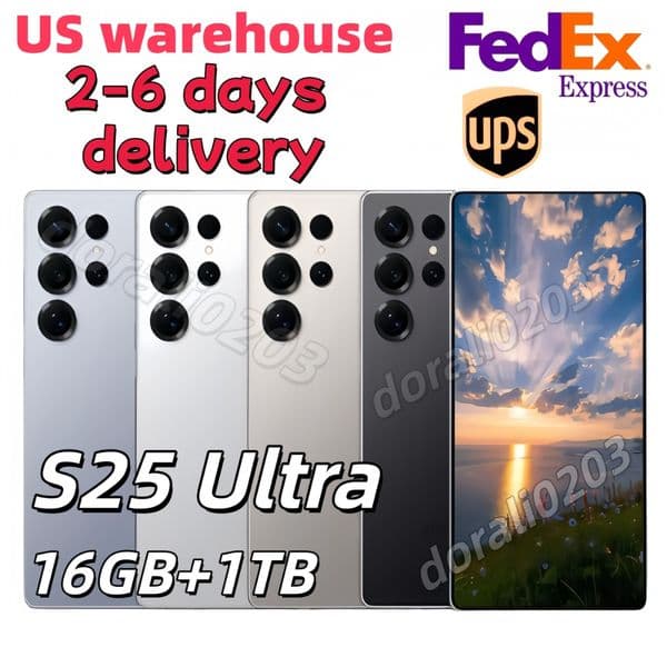 SAM S25 Ultra S24 Ultra 5G 16GB+1T Smartphone High Quality cell Phones unlock 6.8inch Full Screen Fingerprint Face ID 20MP Camera GPS S25 mobile phone cellphone